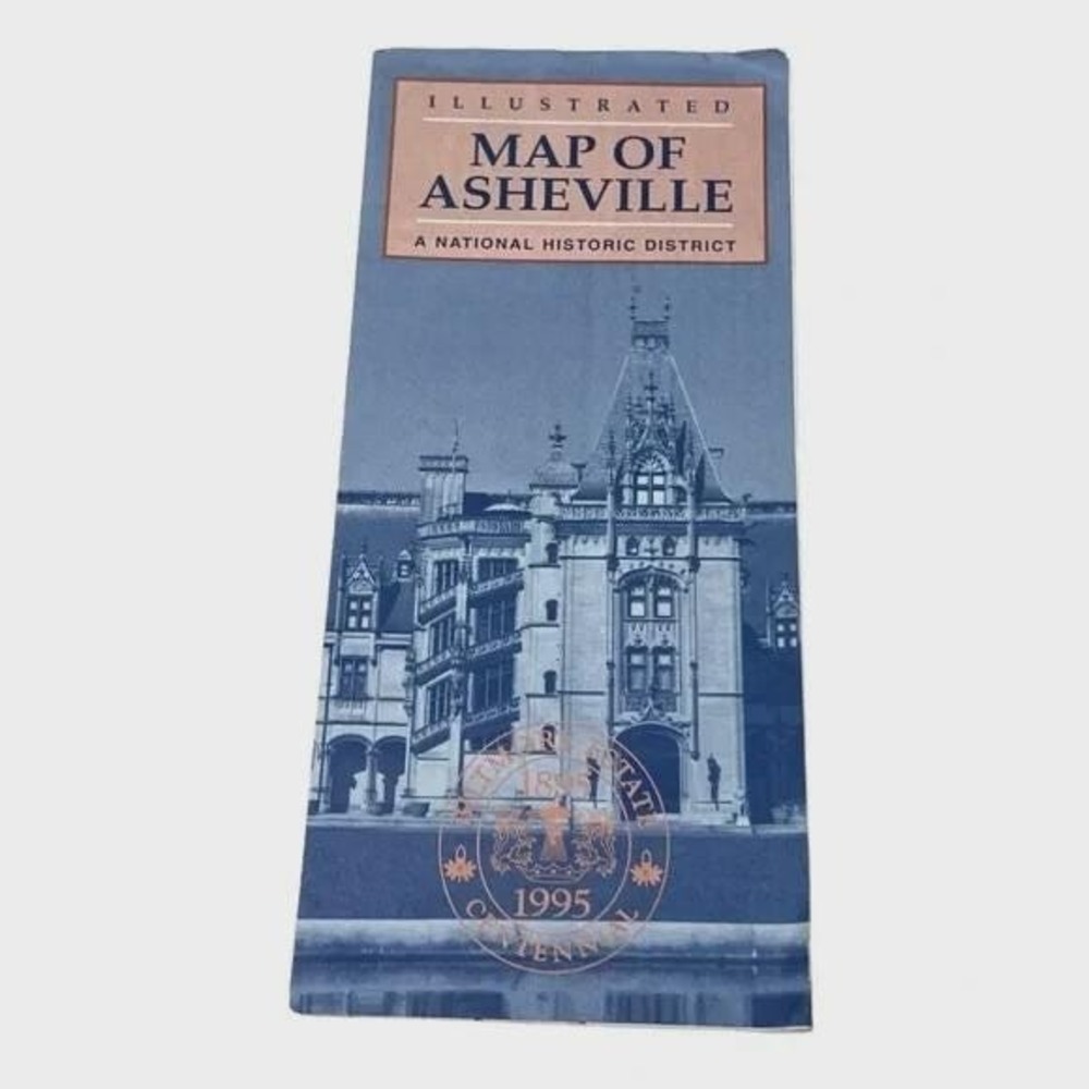 Illustrated Map of Asheville NC a National Historic District Vintage 1995